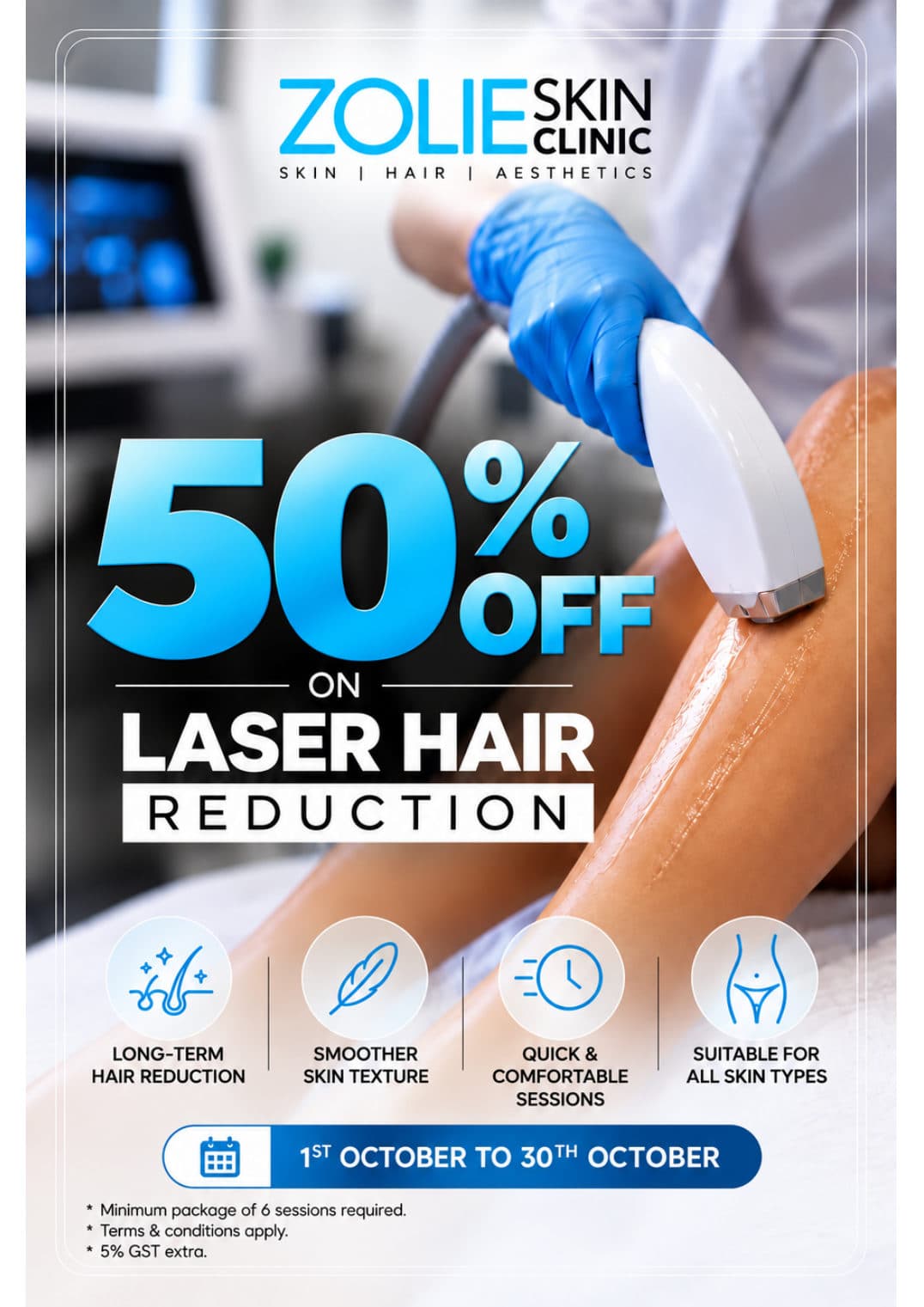 50% off on Laser Hair Reduction at Zolie Skin Clinic